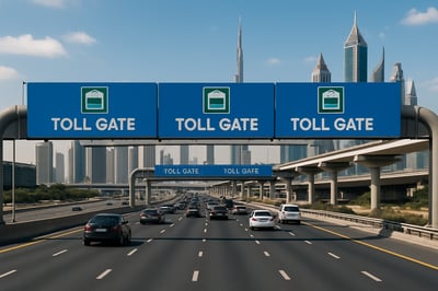 Dubai highway with toll gates