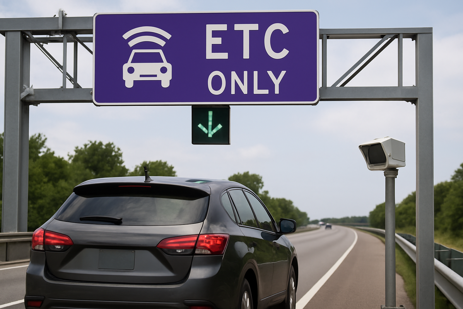 Electronic toll collection system in use